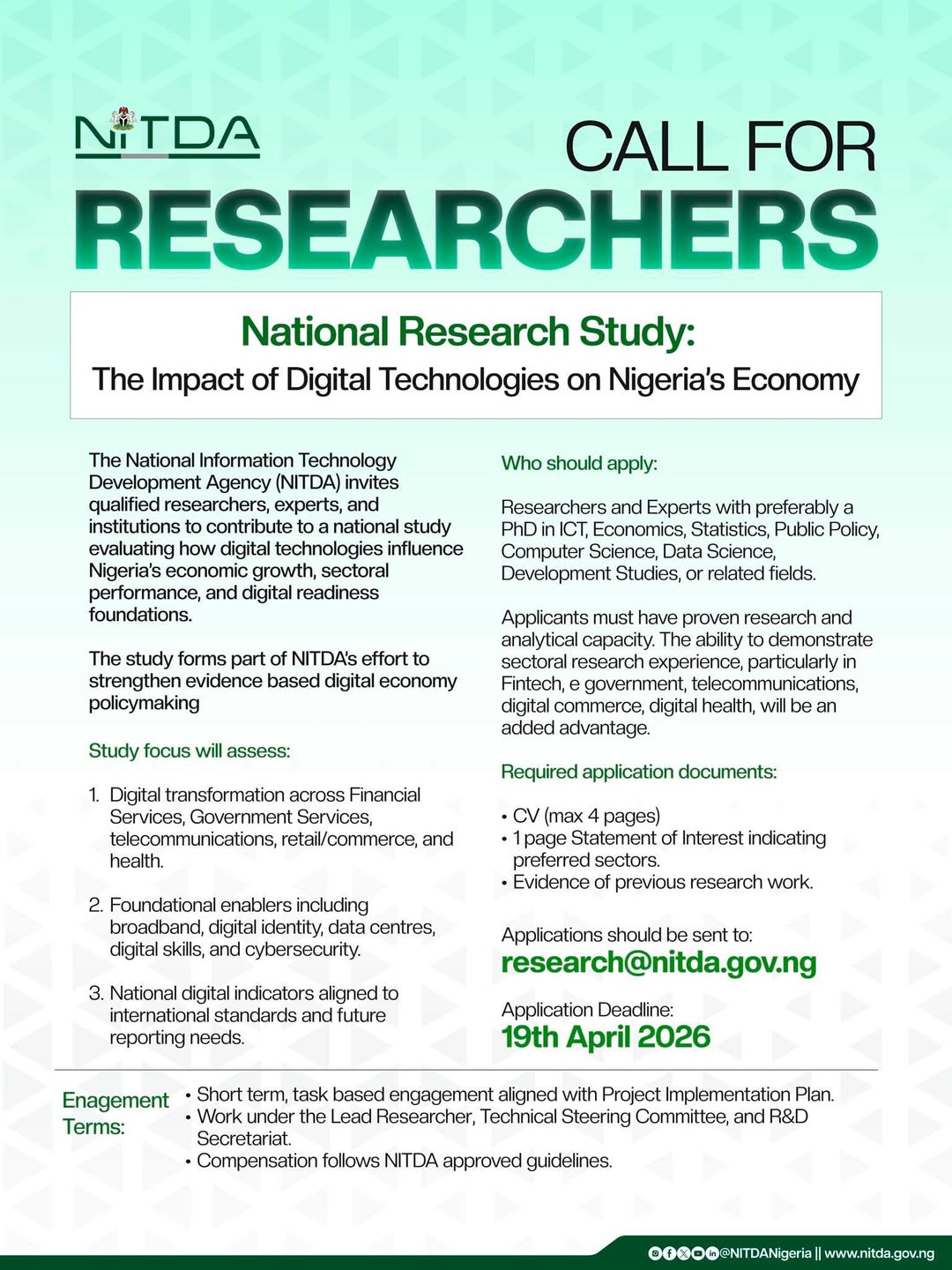 A CALL FOR RESEARCHERS!